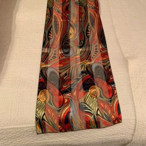 Beautiful and bright multi color red silky scarf paisley and stripe